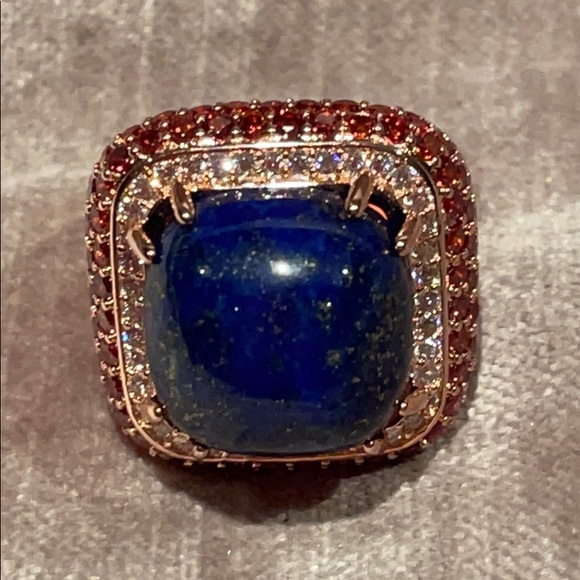 Genuine Lapis Lazuli Square Rosetone Ring NWTS - Picture 8 of 10